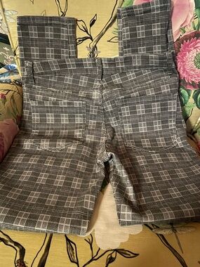 Gray Plaid Unisex Skinny Pants